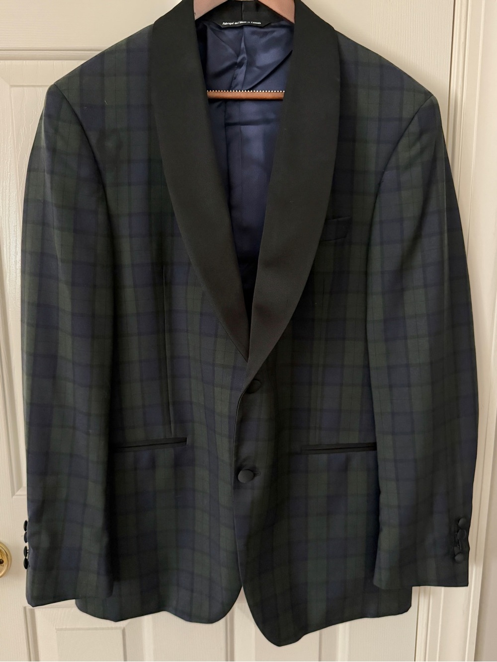 Ike Behar Two Button Notch Plaid Tuxedo Jacket - 42R